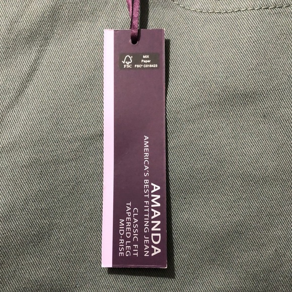 Gloria Vanderbilt Amanda Pants Women 14 Average Stretch Rhinestone Sweet Basil - Picture 3 of 11